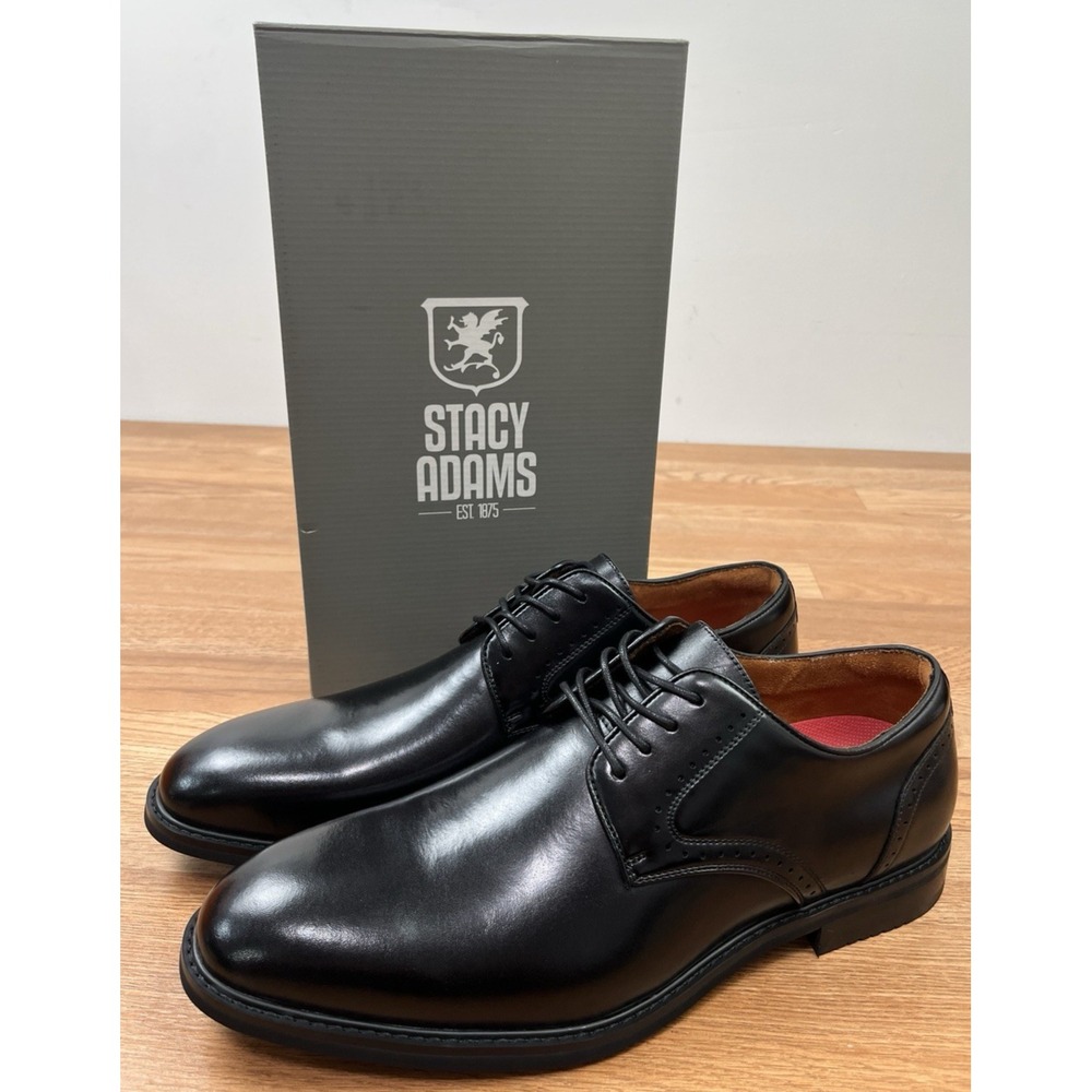 Stacy Adams Benson Plain Toe Oxford Black Dress Shoes Men's Size 13 WIDE NEW